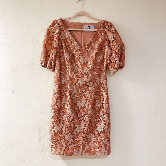 JS Collections Lia Puff Sleeve Midi Formal Dress in Pink Size 10 - Picture 2 of 9